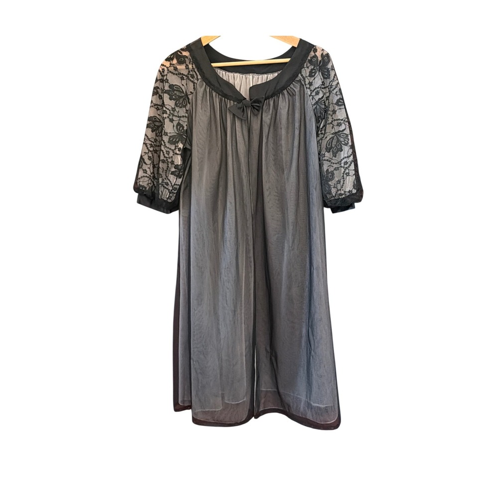 Vintage Vanity Fair Robe Sheer Lace Nightgown Gothic Regencycore Old Hollywood